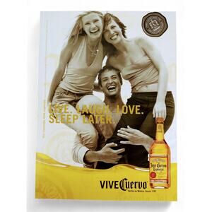 2001 Jose Cuervo Print Ad Live‎ Laugh Love Sleep Later Laughing Party Scene y2k